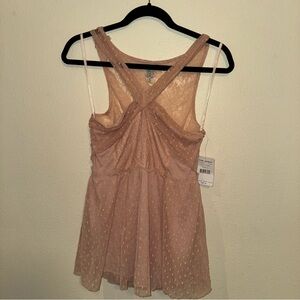 Free People Lace Detail Tan Top